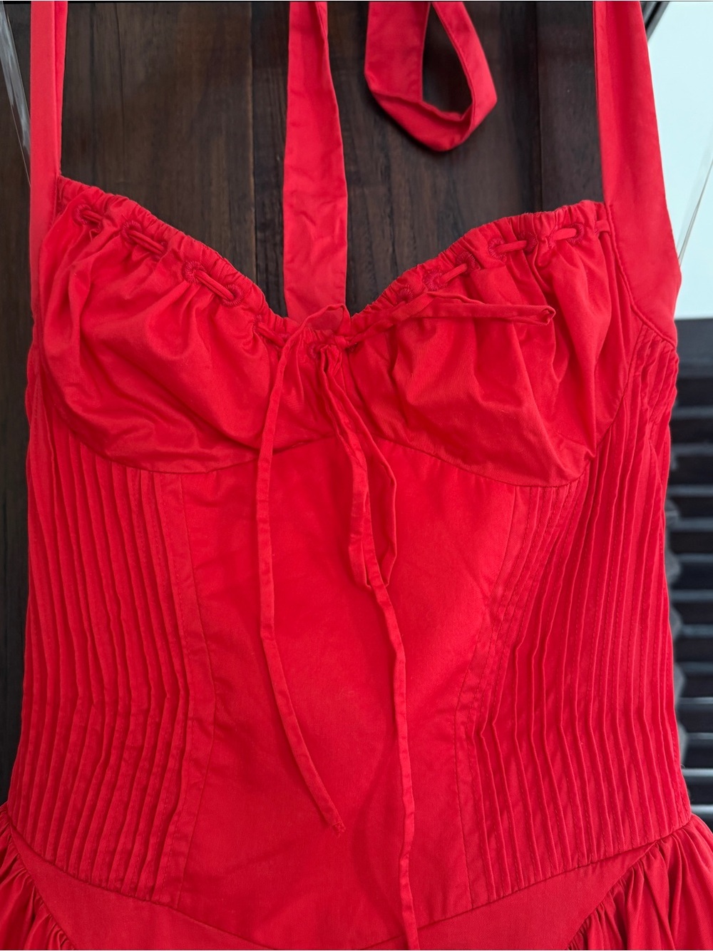 House of CB Red Halter Midi Dress with Tie Neck - Picture 4 of 8